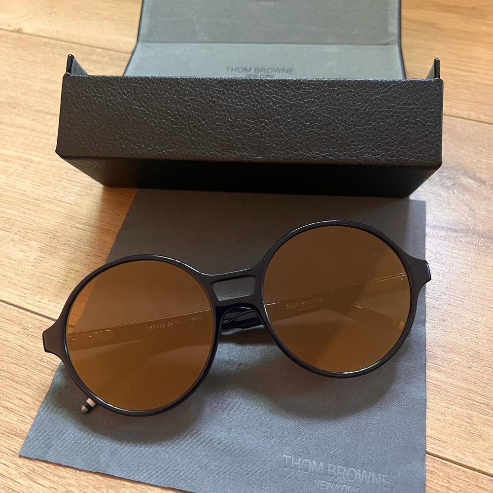 Thom Browne Black Frame Sunglasses with Brown Lenses